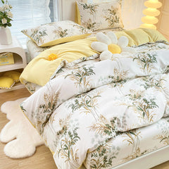 4-Piece Tropical Jungle Printed Soft-Touch Brushed Bedding Set for 1.5M Bed: 175 x 220 CM Duvet Cover, 150 x 200 (+25) CM Dee
