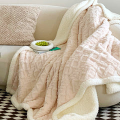 Beige color 180*200cm Double Blanket, Taffeta Fleece Blanket, Thick Winter Quilt, Lambswool Coral Fleece Small Blanket, Offic