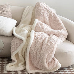 Beige color 180*200cm Double Blanket, Taffeta Fleece Blanket, Thick Winter Quilt, Lambswool Coral Fleece Small Blanket, Offic