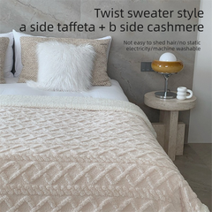 Grey 180*200cm Double Blanket, Taffeta Fleece Blanket, Thick Winter Quilt, Lambswool Coral Fleece Small Blanket, Office Nap B