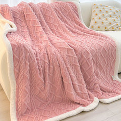 Pink 180*200cm Double Blanket, Taffeta Fleece Blanket, Thick Winter Quilt, Lambswool Coral Fleece Small Blanket, Office Nap B