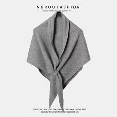 Light gray Women's Wool Blend Triangle Shawl - 70x180cm Knitted Winter Wrap - Warm Thick Solid Colour Poncho Scarf, Versatile