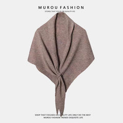 Oatmeal color Women's Wool Blend Triangle Shawl - 70x180cm Knitted Winter Wrap - Warm Thick Solid Colour Poncho Scarf, Versat