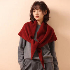 Oatmeal color Women's Wool Blend Triangle Shawl - 70x180cm Knitted Winter Wrap - Warm Thick Solid Colour Poncho Scarf, Versat