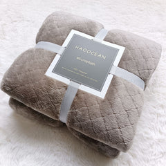Brown 150*200cm Flannel Fleece Blanket - Quilted Diamond Pattern, Soft & Warm Polyester Throw for Office Nap, Sofa, Travel & 