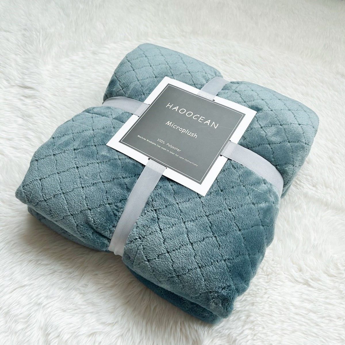 Green 70*100cm Flannel Fleece Blanket - Quilted Diamond Pattern, Soft & Warm Polyester Throw for Office Nap, Sofa, Travel & B