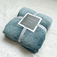 Green 70*100cm Flannel Fleece Blanket - Quilted Diamond Pattern, Soft & Warm Polyester Throw for Office Nap, Sofa, Travel & B
