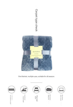 Green 70*100cm Flannel Fleece Blanket - Quilted Diamond Pattern, Soft & Warm Polyester Throw for Office Nap, Sofa, Travel & B