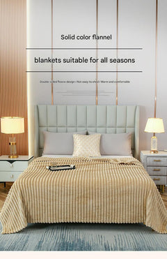 100*150cm Red Solid Colour Flannel Throw Blanket - Thick Double-Sided Fleece with Ribbed Texture - Soft throw blanket& Lightw