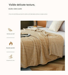 150*200cm Red Solid Colour Flannel Throw Blanket - Thick Double-Sided Fleece with Ribbed Texture - Soft throw blanket& Lightw
