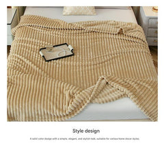 200*230cm Green Solid Colour Flannel Throw Blanket - Thick Double-Sided Fleece with Ribbed Texture - Soft throw blanket& Ligh