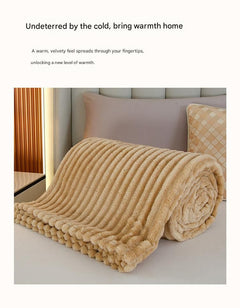 100*150cm Dark grey Solid Colour Flannel Throw Blanket - Thick Double-Sided Fleece with Ribbed Texture - Soft throw blanket& 