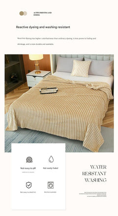 200*230cm Dark grey Solid Colour Flannel Throw Blanket - Thick Double-Sided Fleece with Ribbed Texture - Soft throw blanket& 