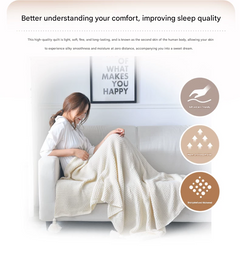 Beige 150*200cm Nordic Style Tassel Knit Throw Blanket - Soft Polyester Sofa Blanket with Pineapple Texture - Breathable & Li
