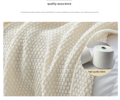 Khaki 150*200cm Nordic Style Tassel Knit Throw Blanket - Soft Polyester Sofa Blanket with Pineapple Texture - Breathable & Li