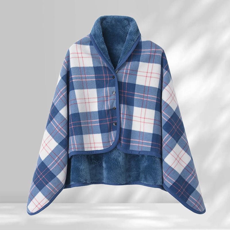 Blue and White 80*130cm Japanese-Style shawl blanket Ultra-Soft Blanket - Thick Polyester Throw for Sofa, Bed, Office,  Cozy 