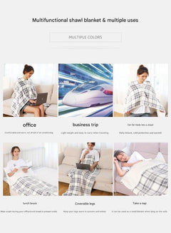 Blue and White 80*130cm Japanese-Style shawl blanket Ultra-Soft Blanket - Thick Polyester Throw for Sofa, Bed, Office,  Cozy 