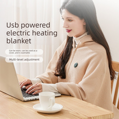 Green USB Heated Blanket Poncho - Rechargeable Electric Warming Shawl with Fast Heating and Multi Use Design