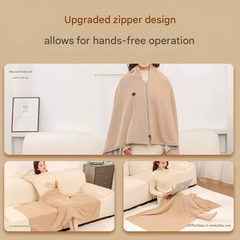 Red USB Heated Blanket Poncho - Rechargeable Electric Warming Shawl with Fast Heating and Multi Use Design