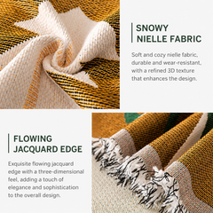 180 x 130 CM Christmas Jacquard Chenille Sofa Cover Throw Blanket with Tassel Fringe (Style 3), Elegant Festive Couch Protect