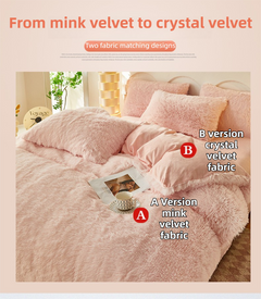 Coffee Luxury Thick Plush 4 Piece Bedding Set for 1.5m & 1.8m Beds – Winter Ultra Soft Warm Bedding with Double-Sided Faux Mi