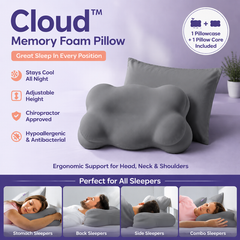 Grey Cloud Memory Foam Cervical Support Pillow Core and Cover (71 x 38 x 13CM) – Ergonomic Neck Orthopedic Contour Pillow for