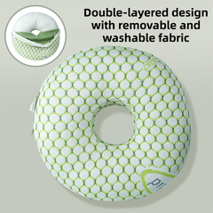 Green 30CM Round Ear Protection Pillow with Hole Design – Milk Silk Removable Cover and PP Cotton Core, Side Sleeper Pillow &