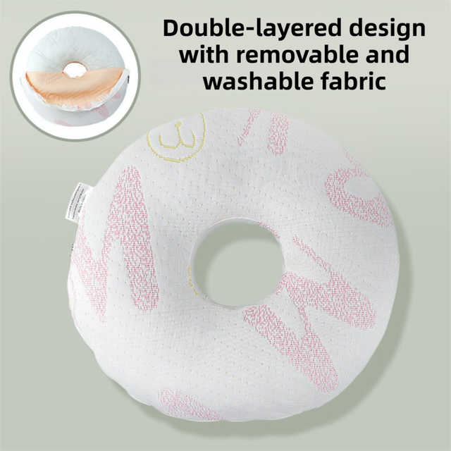 Pink 30CM Round Ear Protection Pillow with Hole Design – Milk Silk Removable Cover and PP Cotton Core, Side Sleeper Pillow & 