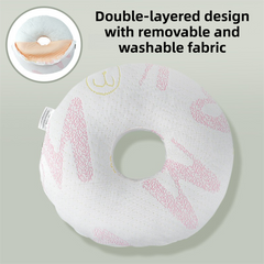 Pink 30CM Round Ear Protection Pillow with Hole Design – Milk Silk Removable Cover and PP Cotton Core, Side Sleeper Pillow & 