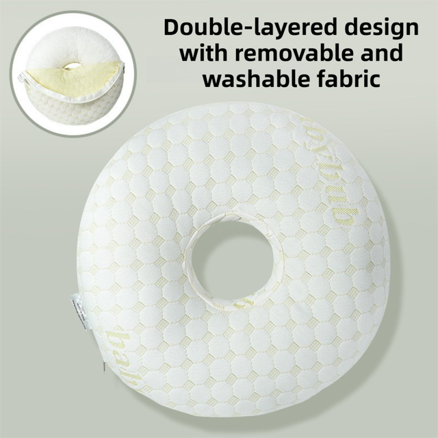 Gold 30CM Round Ear Protection Pillow with Hole Design – Milk Silk Removable Cover and PP Cotton Core, Side Sleeper Pillow & 