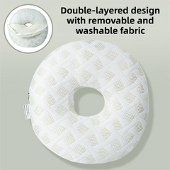 White 30CM Round Ear Protection Pillow with Hole Design – Milk Silk Removable Cover and PP Cotton Core, Side Sleeper Pillow &