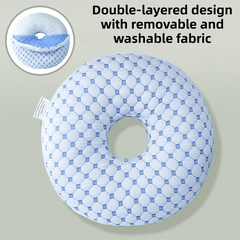 Blue 30CM Round Ear Protection Pillow with Hole Design – Milk Silk Removable Cover and PP Cotton Core, Side Sleeper Pillow & 