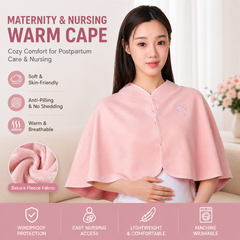 Pink Maternity Nursing Shoulder Wrap Cape – Ultra Soft Sakura Fleece Postpartum Shawl, Windproof Warm Nursing Cover for Breas