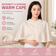 Beige Maternity Nursing Shoulder Wrap Cape – Ultra Soft Sakura Fleece Postpartum Shawl, Windproof Warm Nursing Cover for Brea
