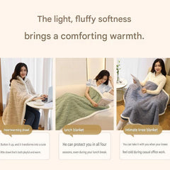 Blue 90×140cm Textured bar knit pattern Sherpa Fleece and Taffeta Throw Blanket – Soft Loungewear Shawl, Warm Office & Sofa W