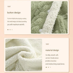 Green 90×140cm Textured bar knit pattern Sherpa Fleece and Taffeta Throw Blanket – Soft Loungewear Shawl, Warm Office & Sofa 