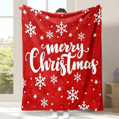 Christmas Flannel Throw Blanket and Santa Curtain Tieback Set, 150*130cm Thick Fleece Sofa Blanket with 2 Plush Santa Velcro 
