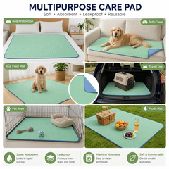 Reusable Washable Underpad - 86 x 91 cm Mint Green Waterproof Absorbent Bed Pad for Adults and Pets, Bedwetting, Incontinence