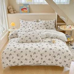 Butterfly Print Bedding Set - 3 Piece Set - Quilt Cover 200 x 229 cm with 2 Pillowcases 51 x 66 cm - White and Black Butterfl