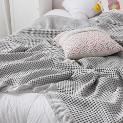 Cotton Waffle Blanket - Grey Textured Throw 110x160cm for Sofa, Office and Travel Use