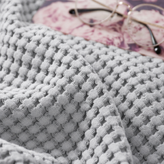 Cotton Waffle Blanket - Grey Textured Throw 150x200cm for Sofa, Office and Travel Use