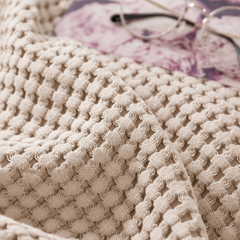 Cotton Waffle Blanket - Beige Textured Throw 150x200cm for Sofa, Office and Travel Use