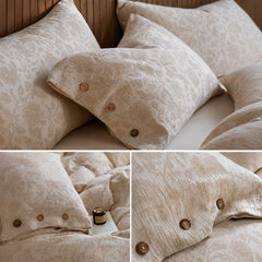 Linen Pillowcase Set (Style 2) -  Button Closure Pillow Covers 48x74cm for Home Bedding