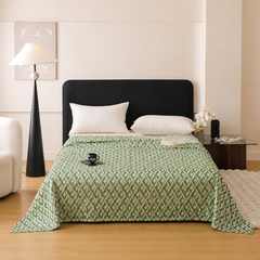 Green Diamond Pattern Bamboo Fiber Summer Cooling Blanket 200×230cm for Bed Sofa Air Conditioned Room Lightweight Breathable 
