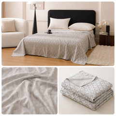 Silver Diamond Pattern Bamboo Fiber Summer Cooling Blanket 150×200cm for Bed Sofa Air Conditioned Room Lightweight Breathable
