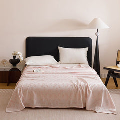 Pink Bamboo Fibre Summer Blanket - Vine Pattern Cooling Throw Blanket 150x200cm Lightweight Breathable Summer Quilt