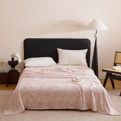 Bamboo Fibre Cooling Blanket Pink Bamboo Pattern 150x200cm for Summer Bed and Air Conditioned Rooms