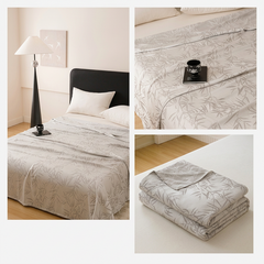 Bamboo Fibre Cooling Blanket Silver Bamboo Pattern 200×230cm for Summer Bed and Air Conditioned Rooms