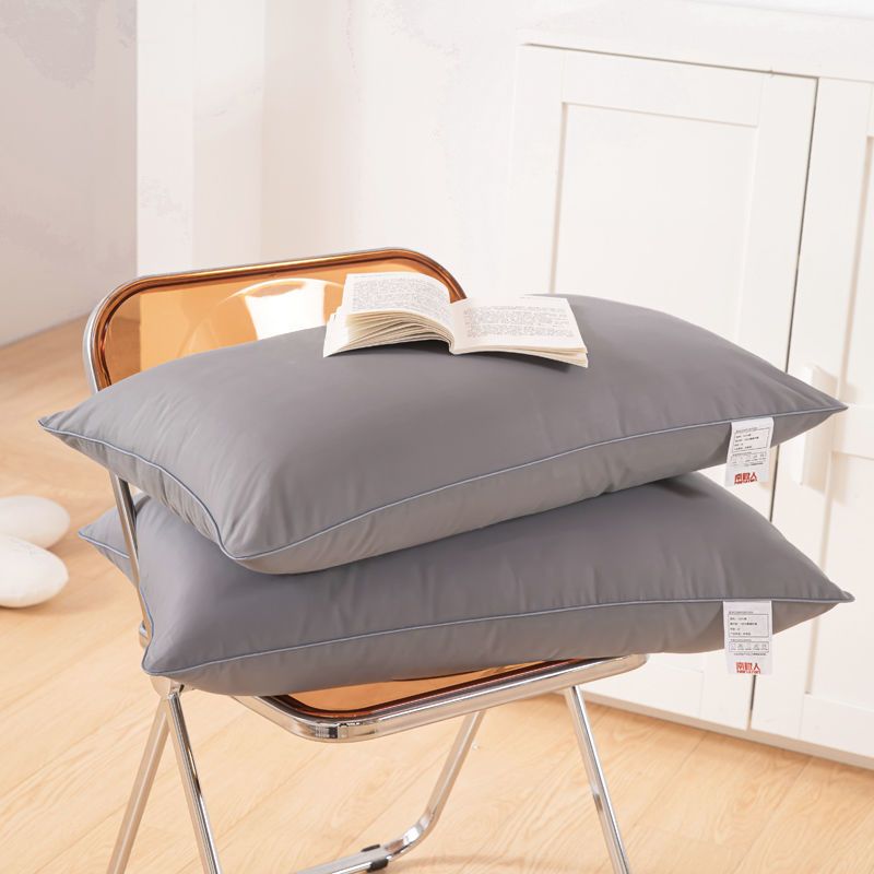 2 Pack Grey Medium Bed Pillows with Washable Zip Cover Set (48 x 74 cm) - Soft Brushed  Fabric, Plush Fibre Fill, Fast Reboun