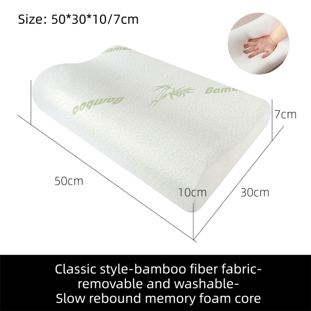 2 Pack Wave Shaped Contour Memory Foam Pillow with Washable Bamboo Fibre Covers - 3-5 Second Slow Rebound and High Low Neck S